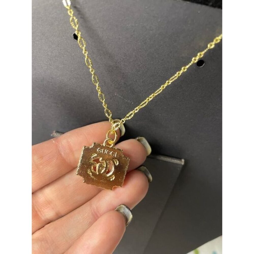 Gucci Upcycled Pearl-Trim GG Pendant Necklace – Multiple Chain Styles, Preloved - Picture 3 of 3